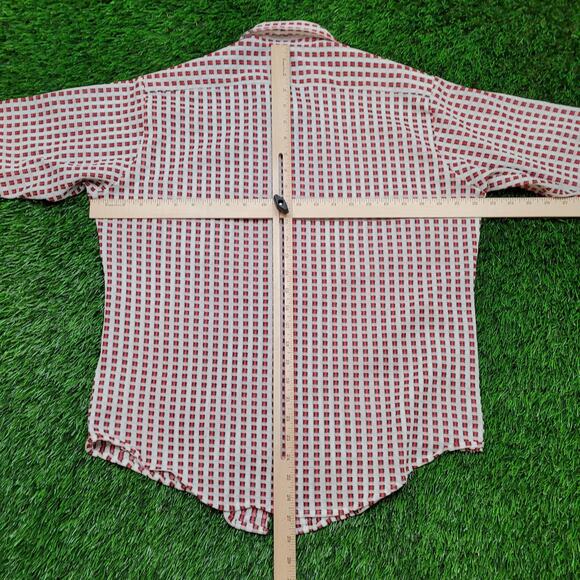 Vintage 70s Campus Dagger Collar Disco Shirt Medium 16 Geometric Print Op Art - Picture 4 of 10